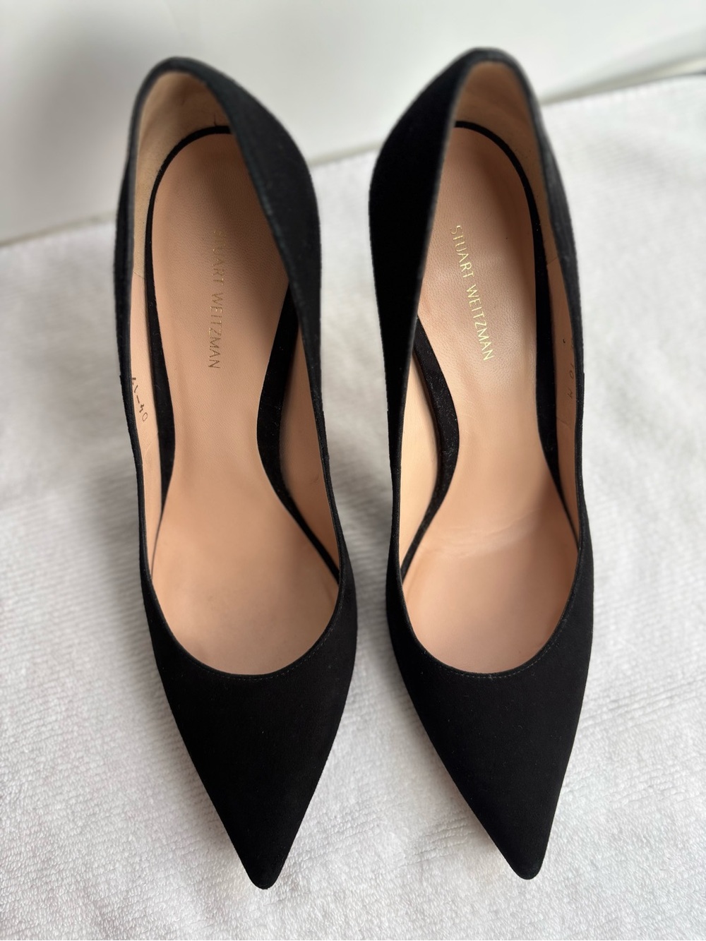 Stuart Weitzman Black Suede Pointed Toe Pumps